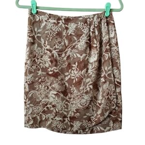 Vintage 90's Y2K RAFAEL Size 6 Office Casual Floral Lined Wrap Skirt Brown Multi